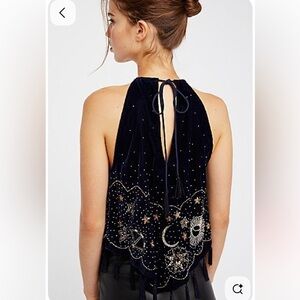 Free People  Midnight Magic Embellished Top